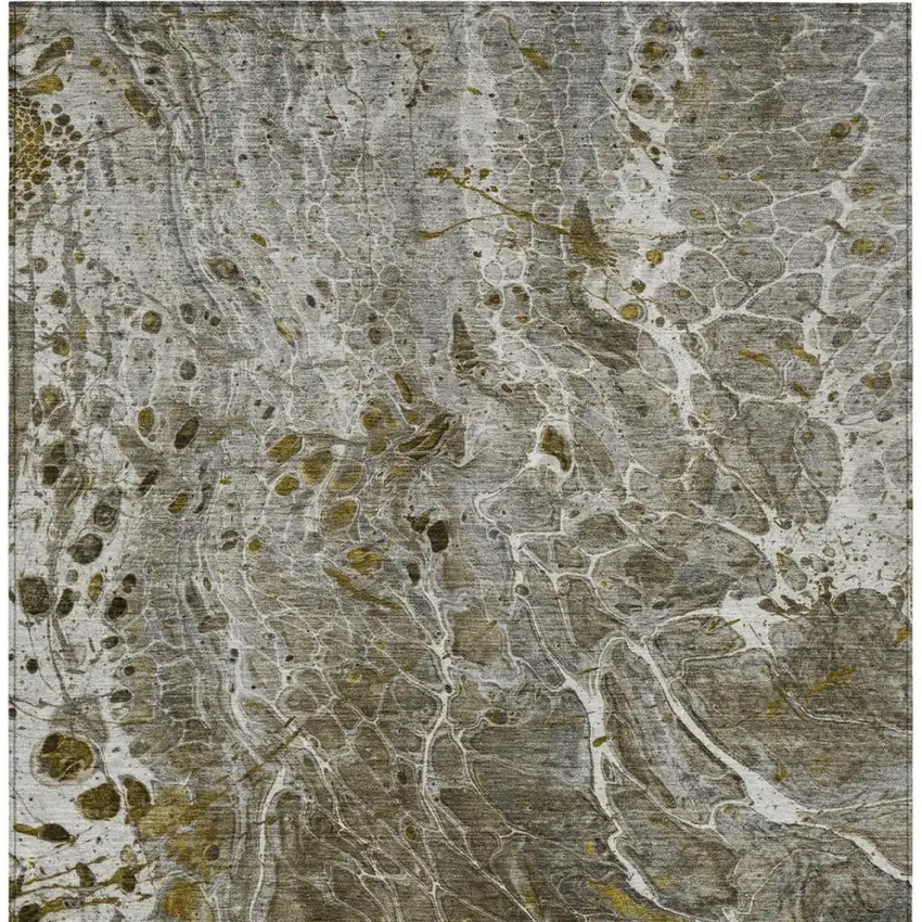 Pewter And Gray Abstract Washable Indoor Outdoor Area Rug Photo 4