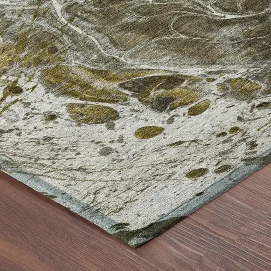 Pewter And Gray Abstract Washable Indoor Outdoor Area Rug Photo 5