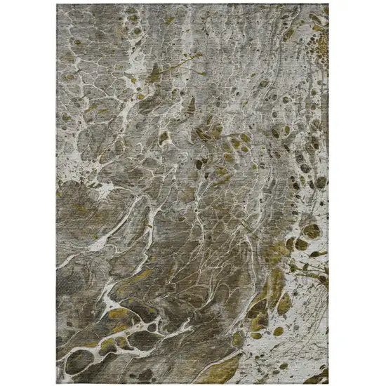 Pewter And Gray Abstract Washable Indoor Outdoor Area Rug Photo 4