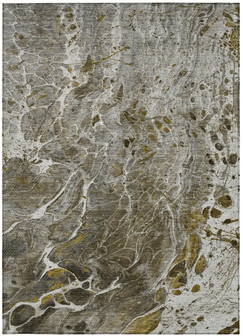 Pewter And Gray Abstract Washable Indoor Outdoor Area Rug Photo 4