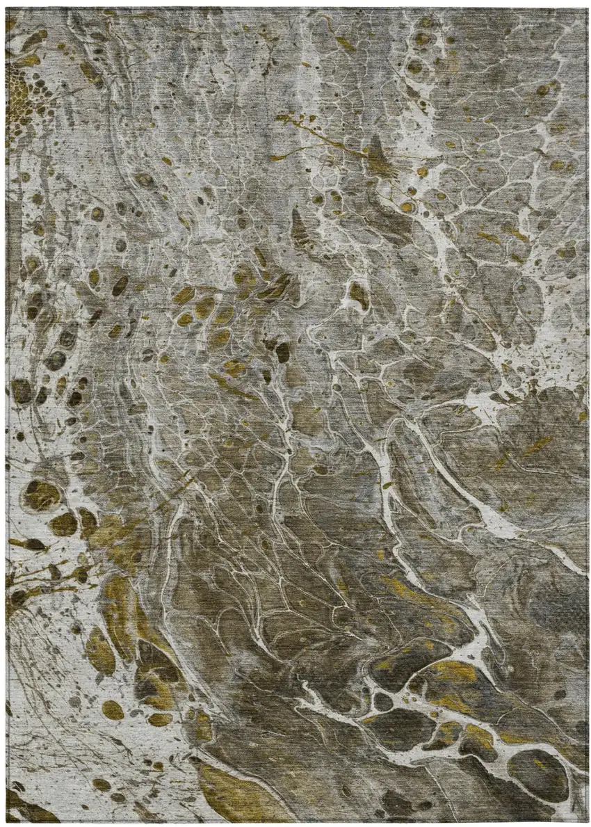 Pewter And Gray Abstract Washable Indoor Outdoor Area Rug Photo 2