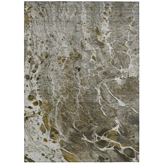 Pewter And Gray Abstract Washable Indoor Outdoor Area Rug Photo 2