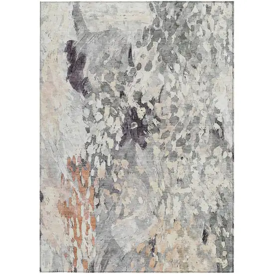 Pewter And Gray Abstract Washable Indoor Outdoor Area Rug Photo 4