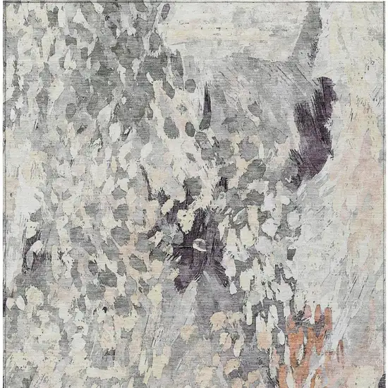 Pewter And Gray Abstract Washable Indoor Outdoor Area Rug Photo 4