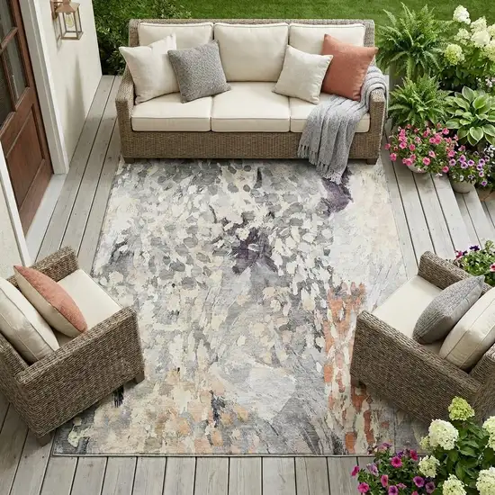 Pewter And Gray Abstract Washable Indoor Outdoor Area Rug Photo 1