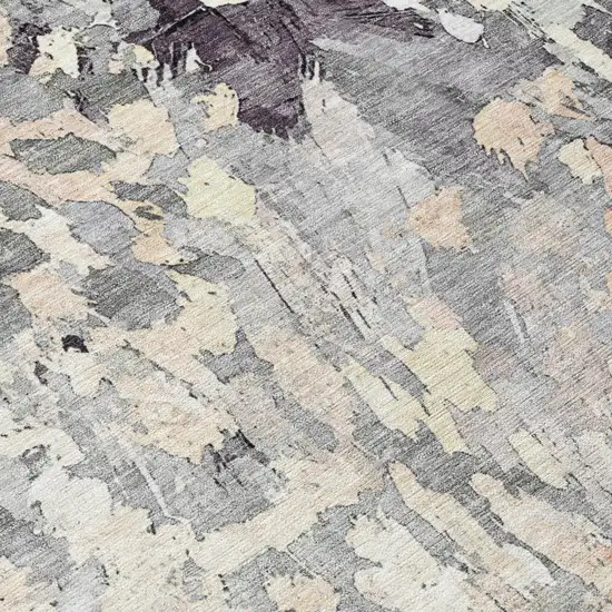Pewter And Gray Abstract Washable Indoor Outdoor Area Rug Photo 6