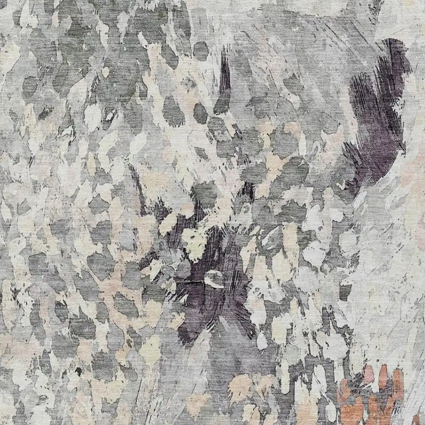 Pewter And Gray Abstract Washable Indoor Outdoor Area Rug Photo 3
