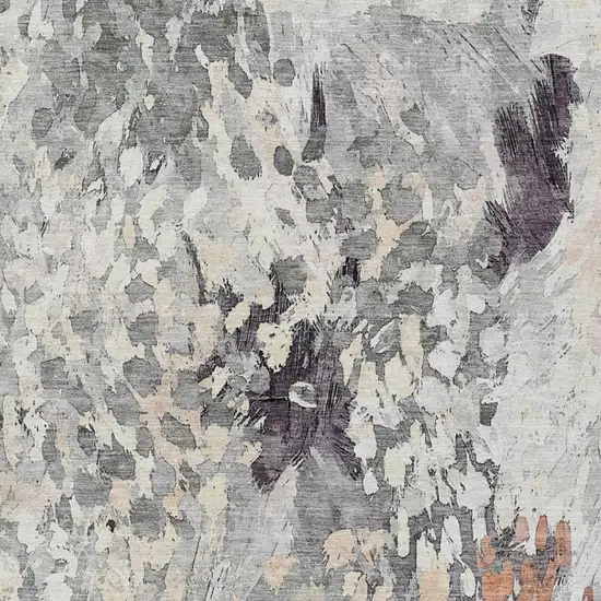 Pewter And Gray Abstract Washable Indoor Outdoor Area Rug Photo 3