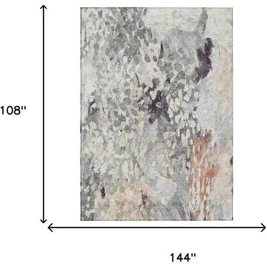 Pewter And Gray Abstract Washable Indoor Outdoor Area Rug Photo 7