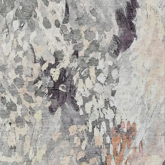 Pewter And Gray Abstract Washable Indoor Outdoor Area Rug Photo 3