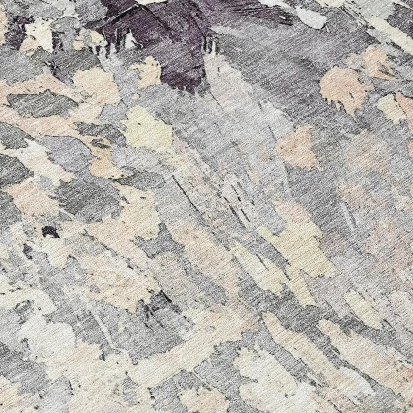 Pewter And Gray Abstract Washable Indoor Outdoor Area Rug Photo 6