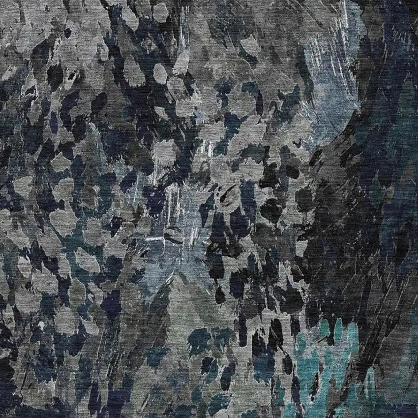 Pewter And Gray Abstract Washable Indoor Outdoor Area Rug Photo 3