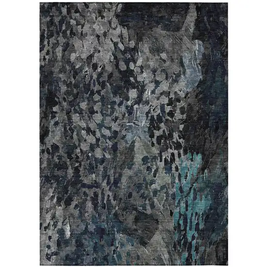 Pewter And Gray Abstract Washable Indoor Outdoor Area Rug Photo 2