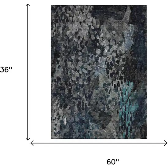 Pewter And Gray Abstract Washable Indoor Outdoor Area Rug Photo 7