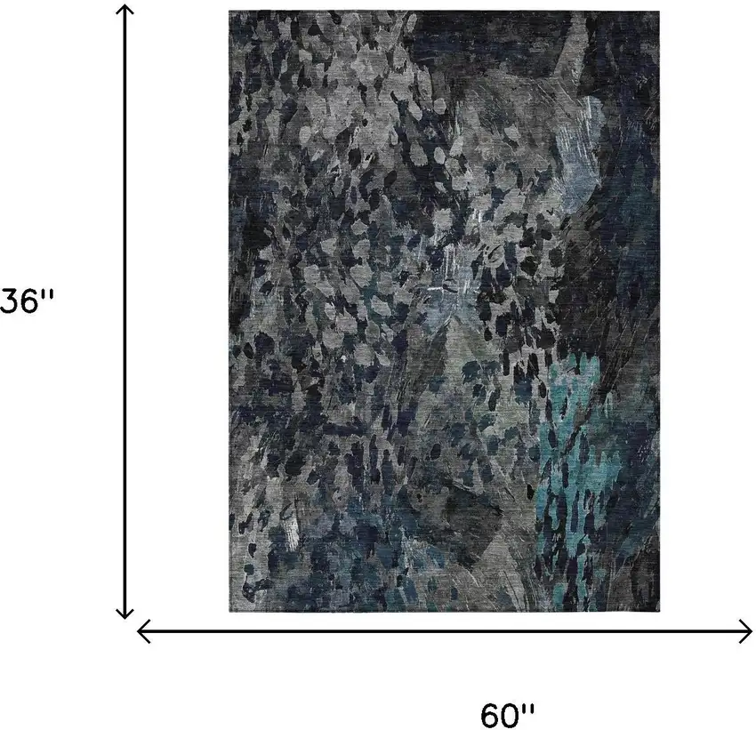 Pewter And Gray Abstract Washable Indoor Outdoor Area Rug Photo 7