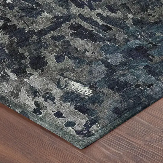 Pewter And Gray Abstract Washable Indoor Outdoor Area Rug Photo 5