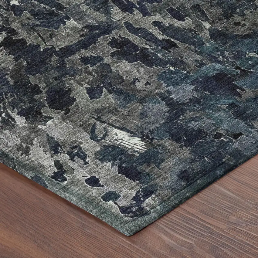 Pewter And Gray Abstract Washable Indoor Outdoor Area Rug Photo 5