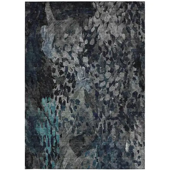 Pewter And Gray Abstract Washable Indoor Outdoor Area Rug Photo 4