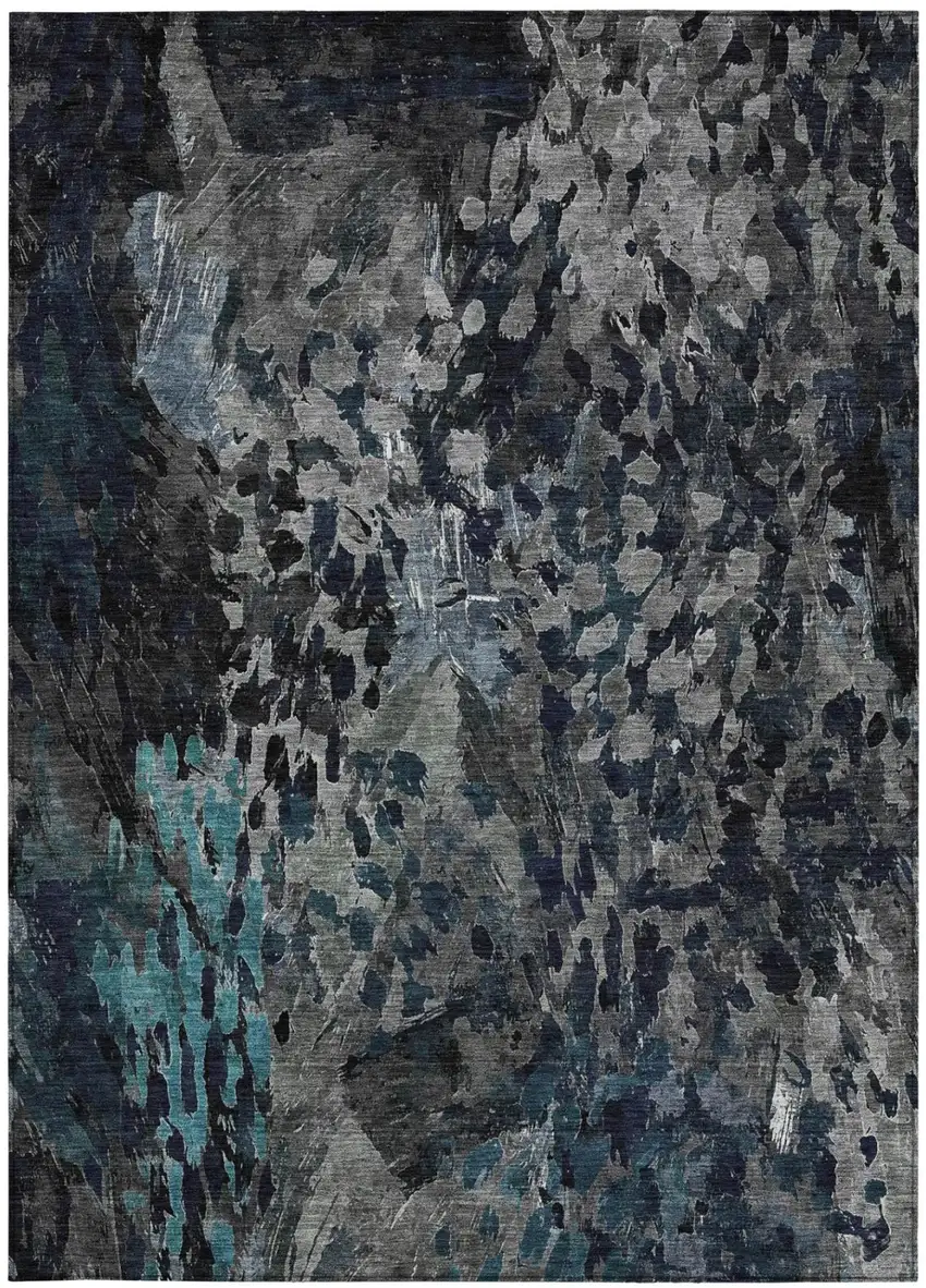 Pewter And Gray Abstract Washable Indoor Outdoor Area Rug Photo 4