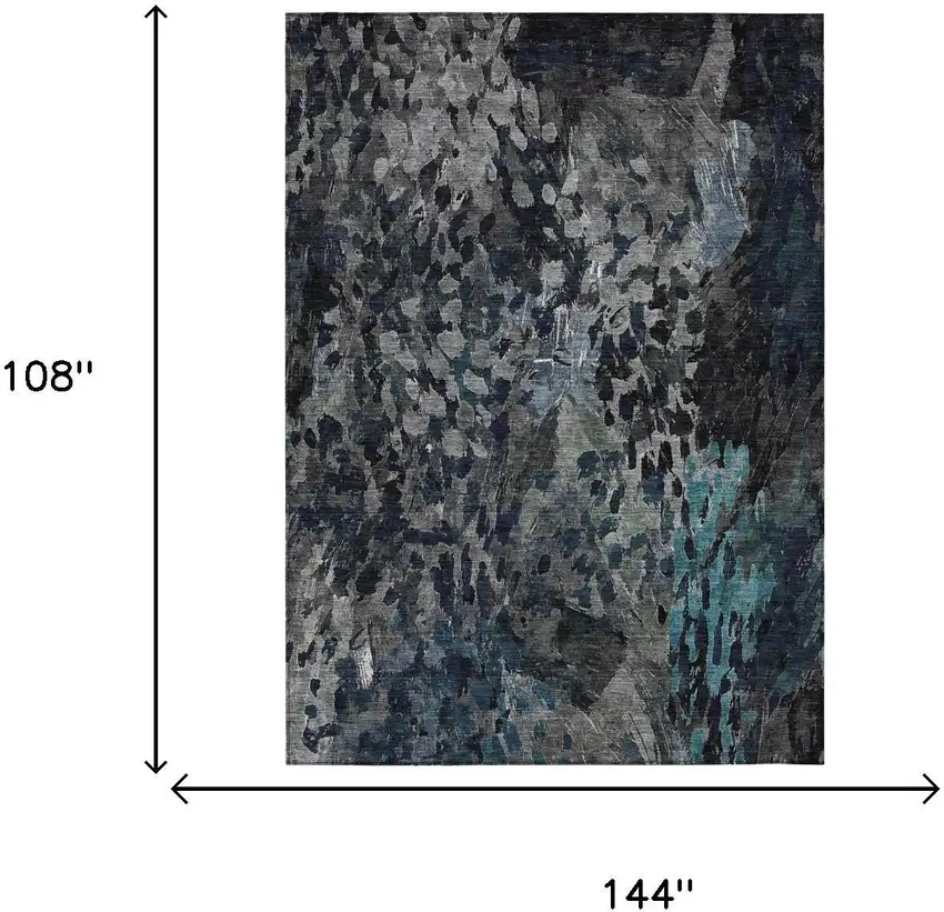 Pewter And Gray Abstract Washable Indoor Outdoor Area Rug Photo 7