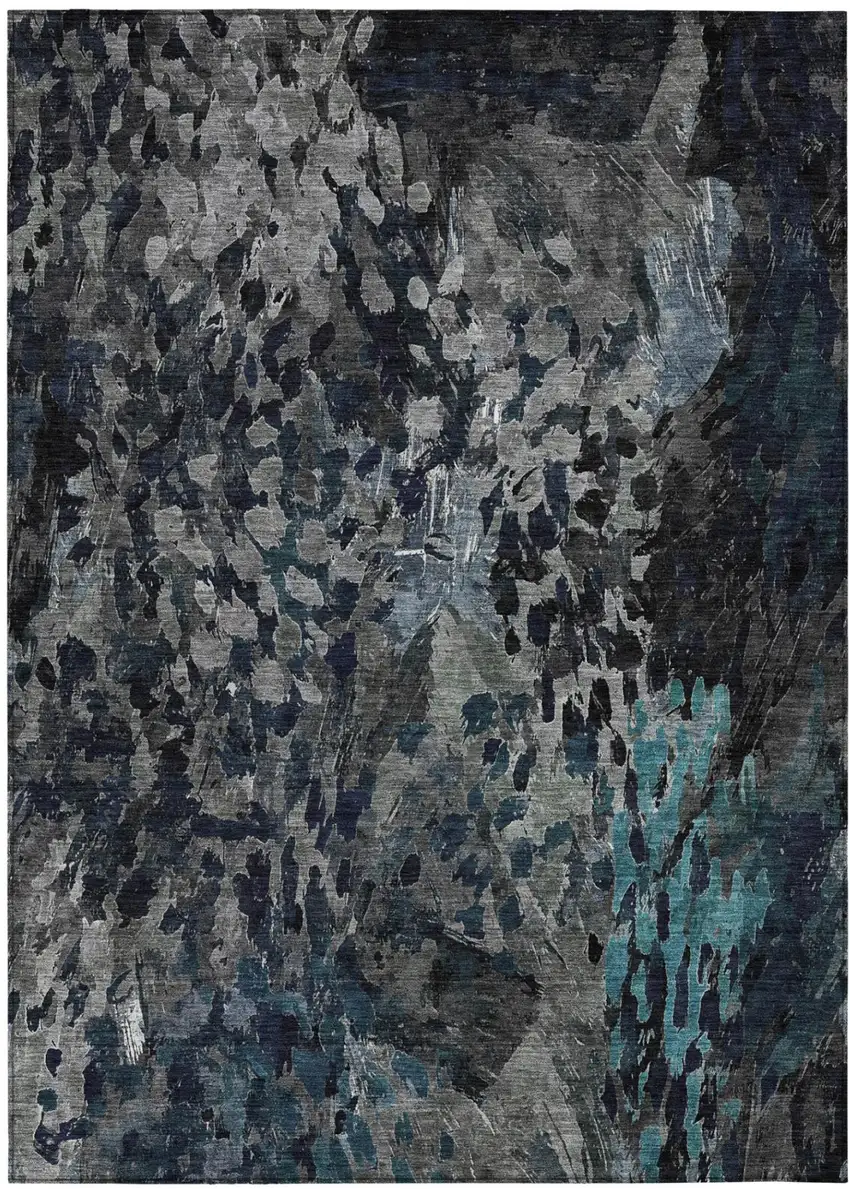 Pewter And Gray Abstract Washable Indoor Outdoor Area Rug Photo 2