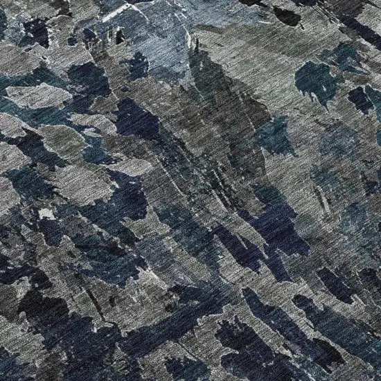 Pewter And Gray Abstract Washable Indoor Outdoor Area Rug Photo 6