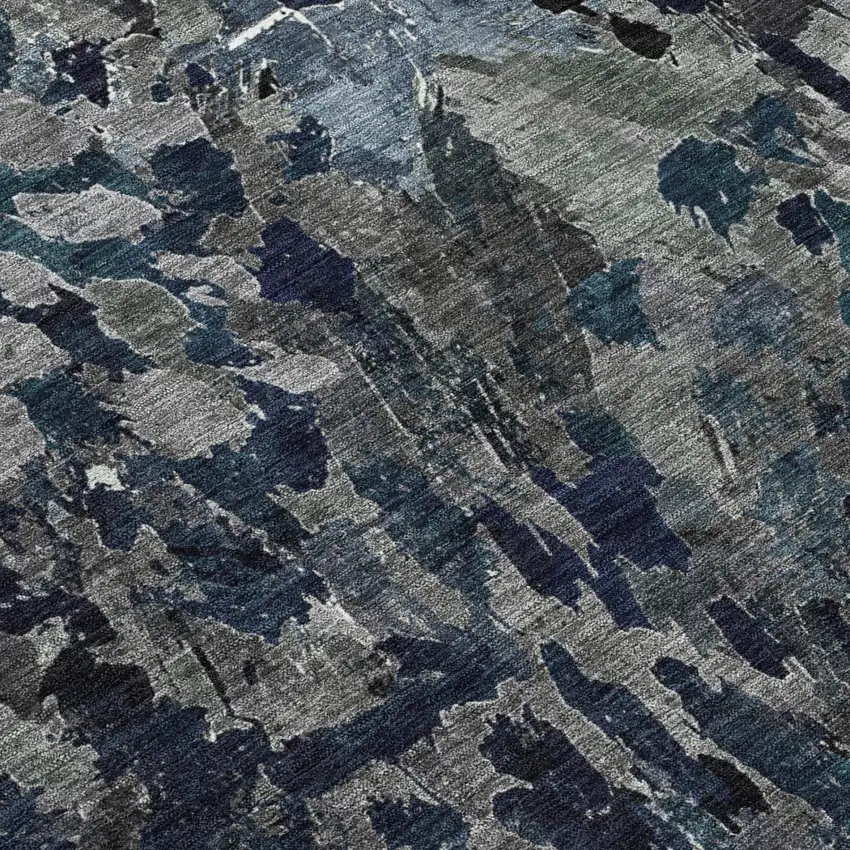 Pewter And Gray Abstract Washable Indoor Outdoor Area Rug Photo 6