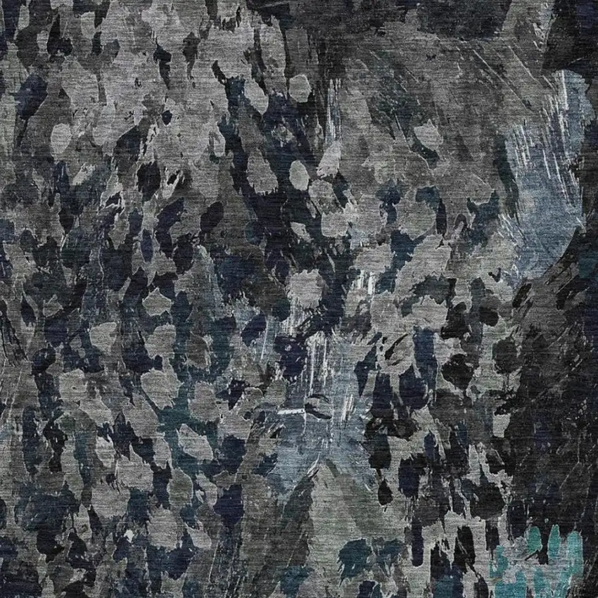 Pewter And Gray Abstract Washable Indoor Outdoor Area Rug Photo 3