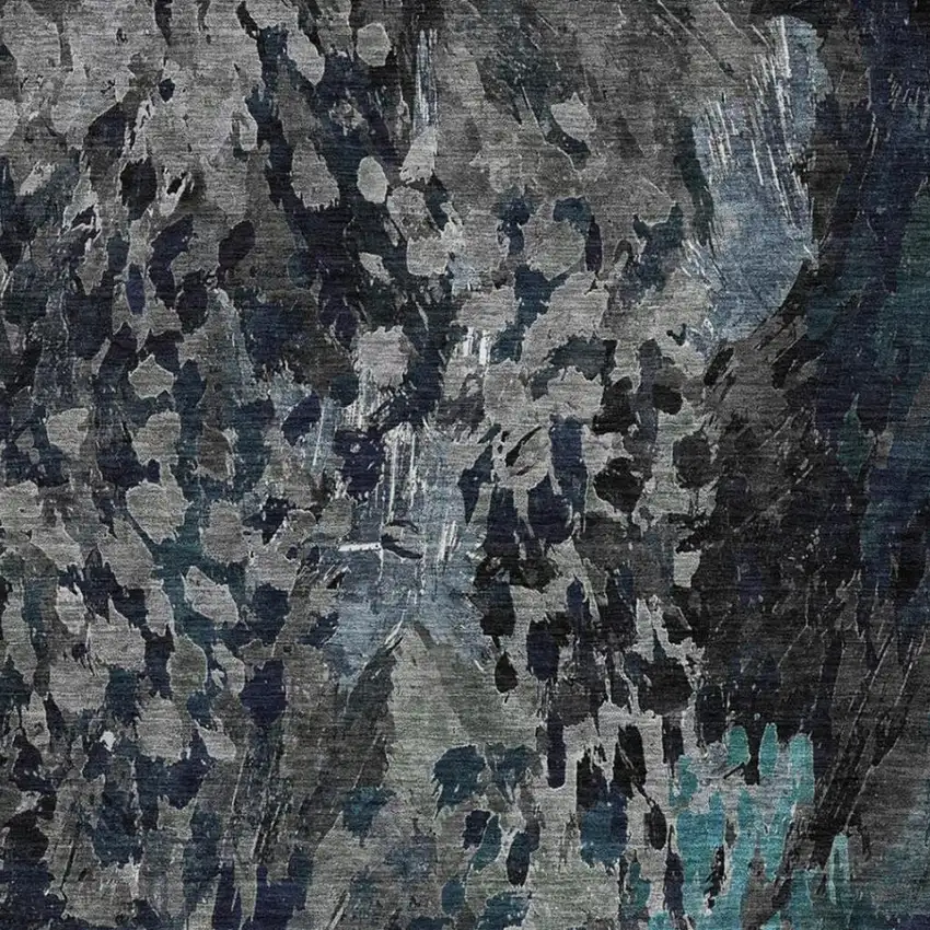 Pewter And Gray Abstract Washable Indoor Outdoor Area Rug Photo 3
