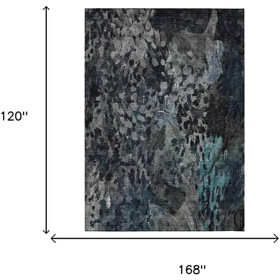 Pewter And Gray Abstract Washable Indoor Outdoor Area Rug Photo 7