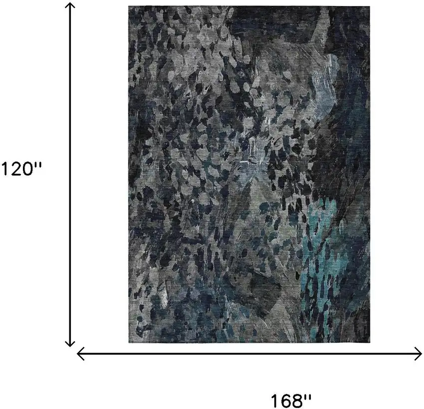 Pewter And Gray Abstract Washable Indoor Outdoor Area Rug Photo 7