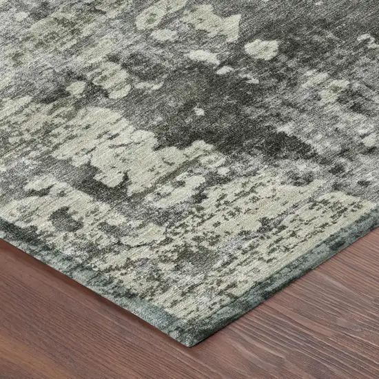 Pewter And Gray Abstract Washable Indoor Outdoor Area Rug Photo 5
