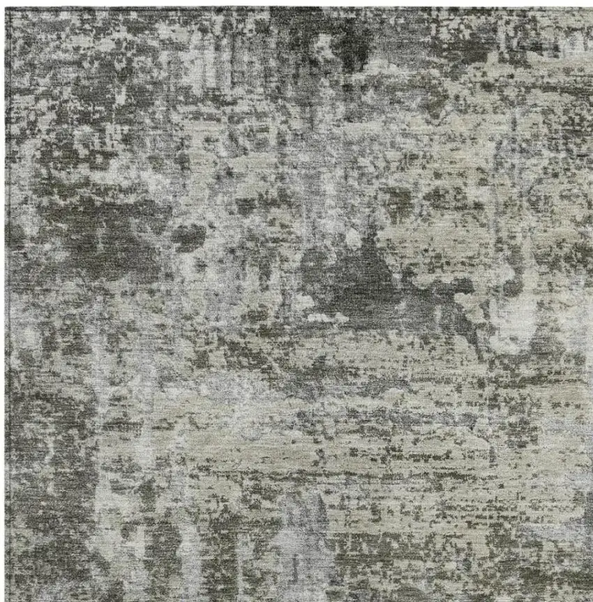 Pewter And Gray Abstract Washable Indoor Outdoor Area Rug Photo 3