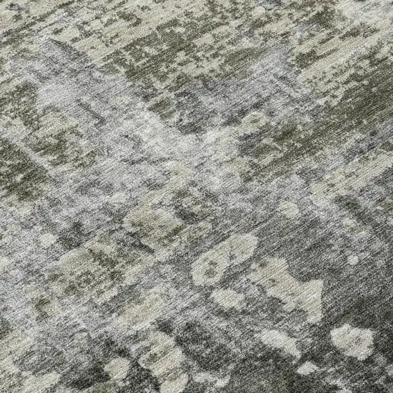Pewter And Gray Abstract Washable Indoor Outdoor Area Rug Photo 6