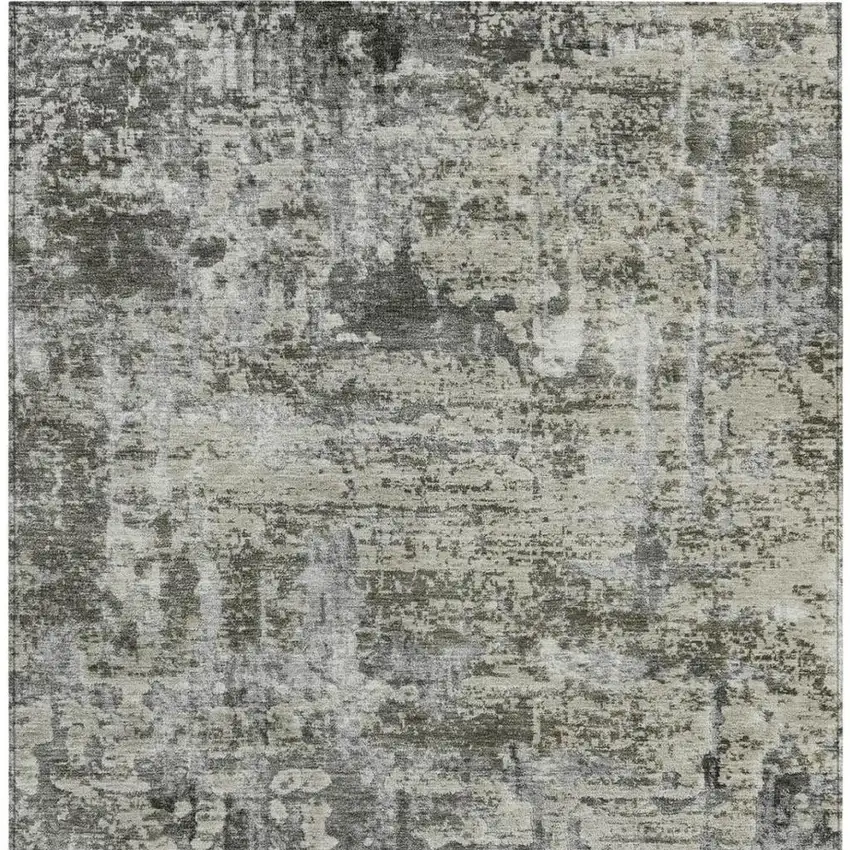 Pewter And Gray Abstract Washable Indoor Outdoor Area Rug Photo 4