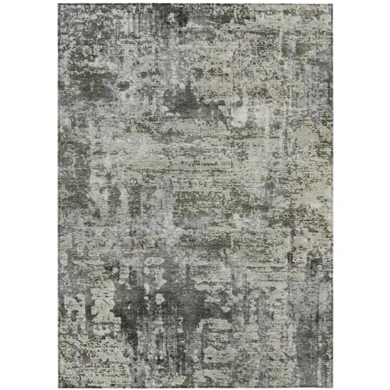 Pewter And Gray Abstract Washable Indoor Outdoor Area Rug Photo 2