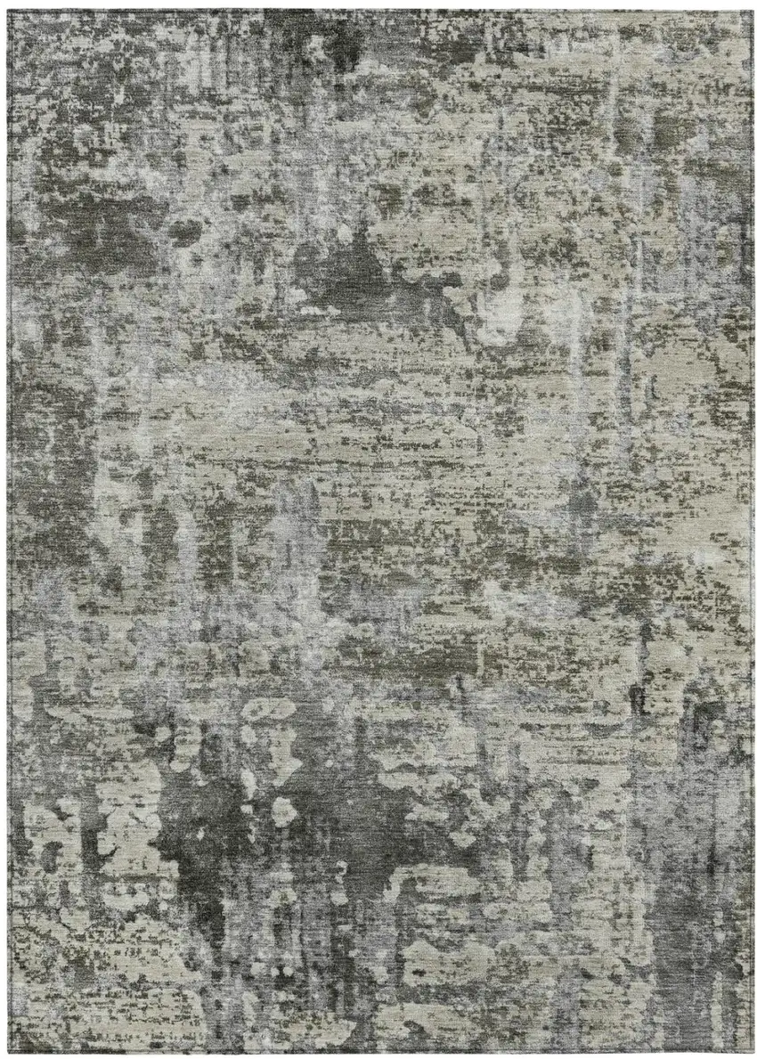 Pewter And Gray Abstract Washable Indoor Outdoor Area Rug Photo 2