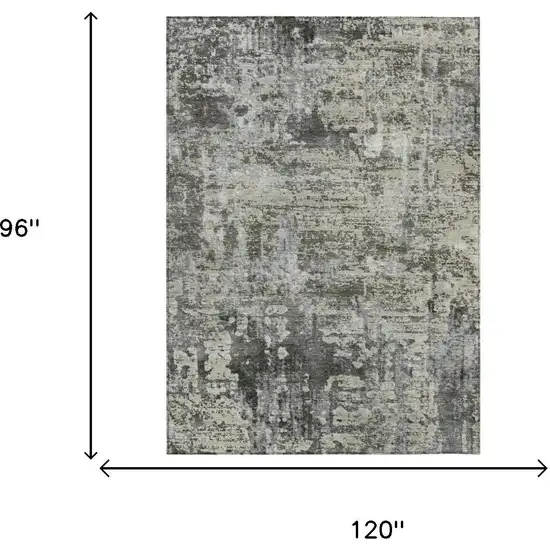 Pewter And Gray Abstract Washable Indoor Outdoor Area Rug Photo 7