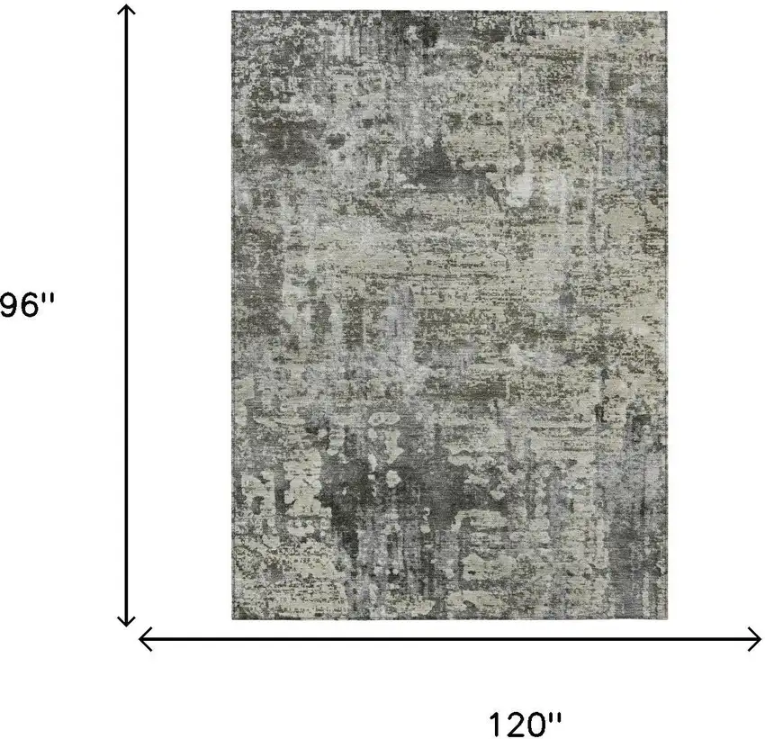 Pewter And Gray Abstract Washable Indoor Outdoor Area Rug Photo 7