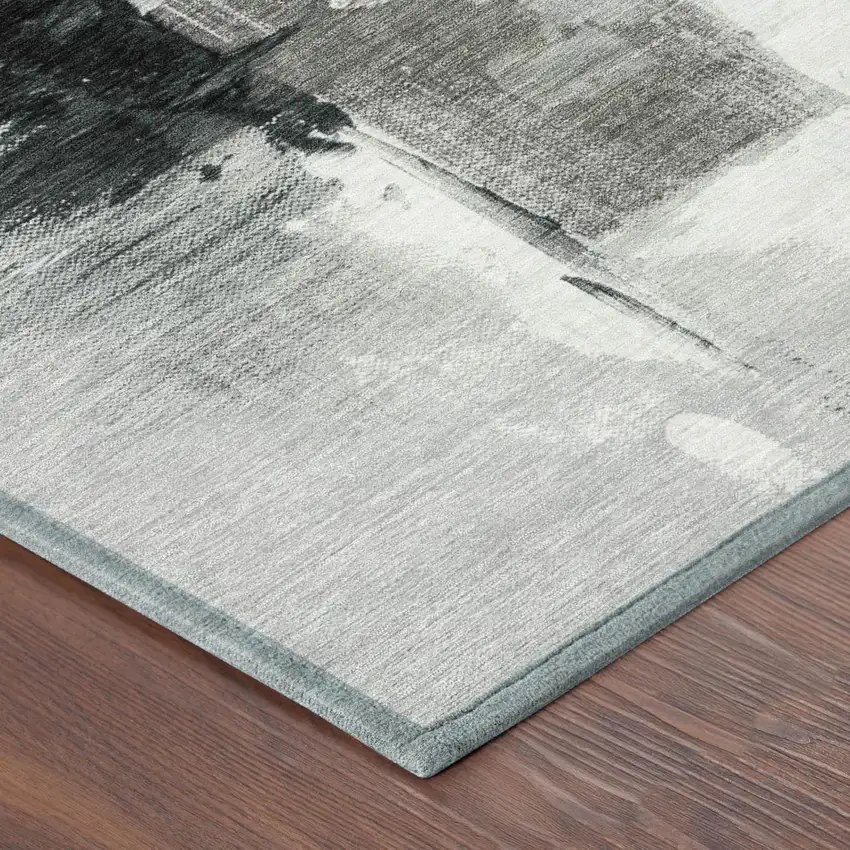 Pewter And Gray Abstract Washable Indoor Outdoor Area Rug Photo 5