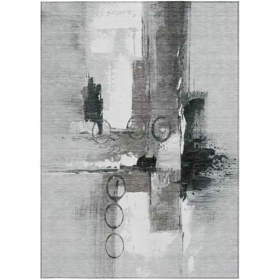 Pewter And Gray Abstract Washable Indoor Outdoor Area Rug Photo 4