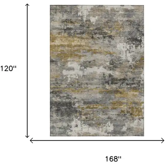 Pewter And Gray Abstract Washable Indoor Outdoor Area Rug Photo 5