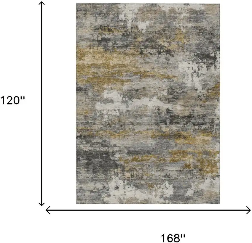 Pewter And Gray Abstract Washable Indoor Outdoor Area Rug Photo 5
