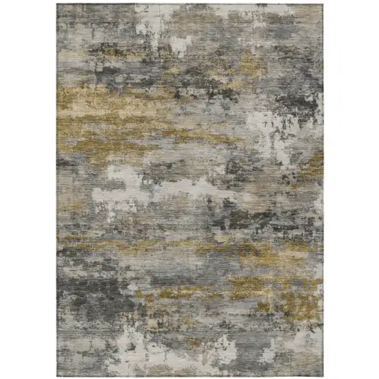 Pewter And Gray Abstract Washable Indoor Outdoor Area Rug Photo 2
