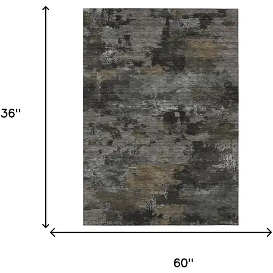 Pewter And Gray Abstract Washable Indoor Outdoor Area Rug Photo 5