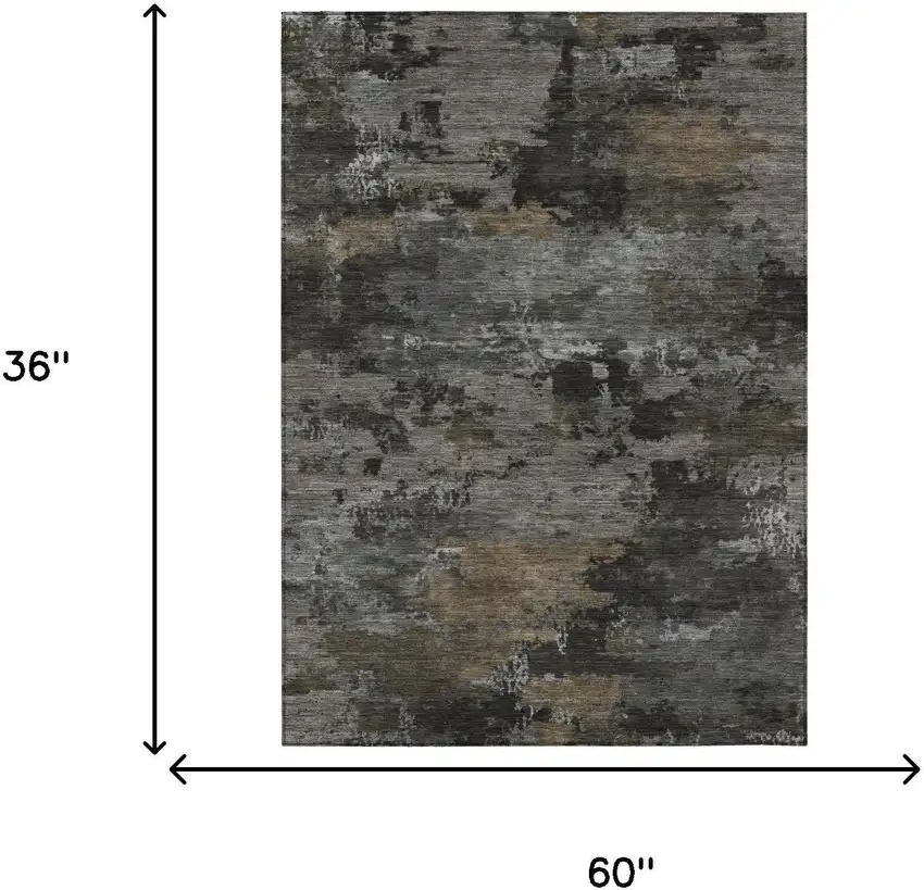 Pewter And Gray Abstract Washable Indoor Outdoor Area Rug Photo 5