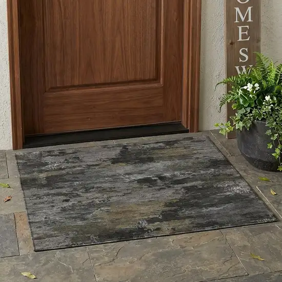 Pewter And Gray Abstract Washable Indoor Outdoor Area Rug Photo 1