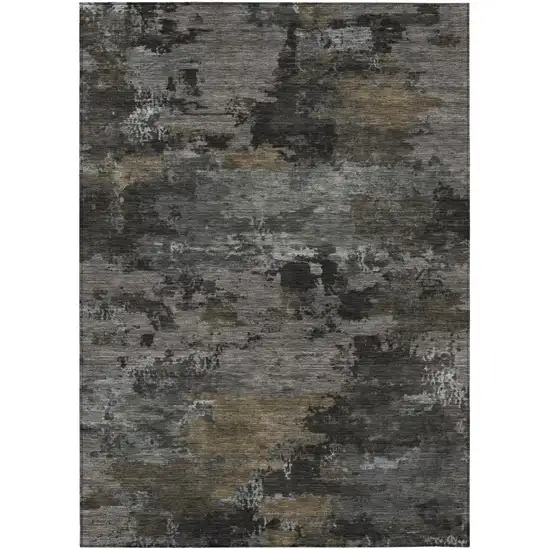Pewter And Gray Abstract Washable Indoor Outdoor Area Rug Photo 2