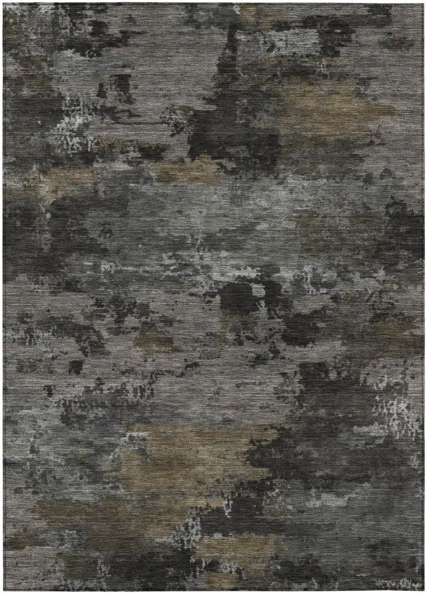 Pewter And Gray Abstract Washable Indoor Outdoor Area Rug Photo 2