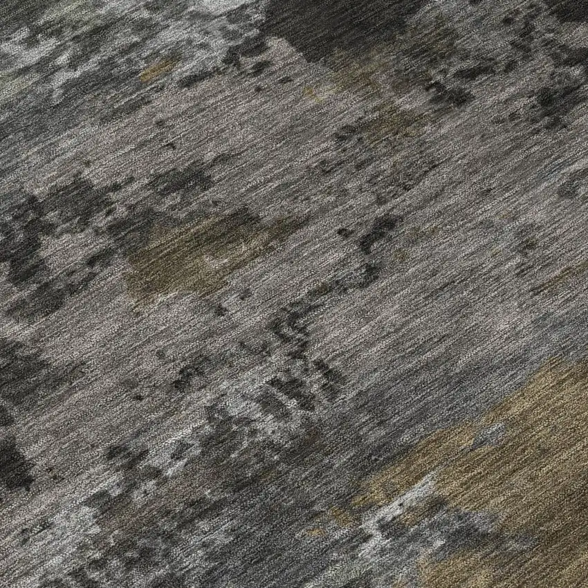 Pewter And Gray Abstract Washable Indoor Outdoor Area Rug Photo 4